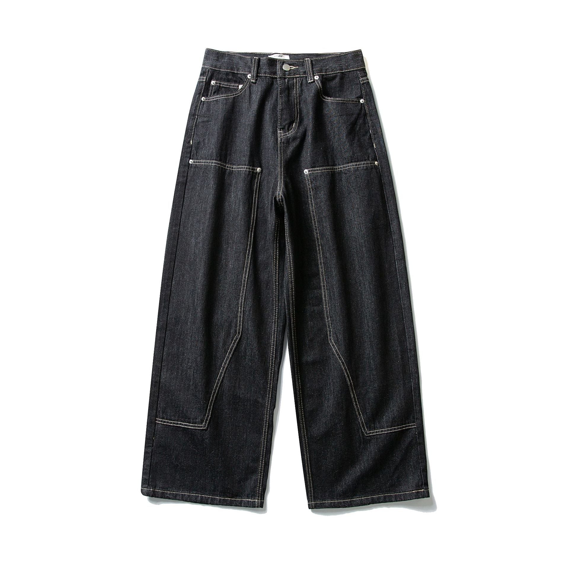 Loose Wide Leg Straight Cut Raw Denim Pants Workwear Logger Pants - XGEM® - Not Made for Everyone